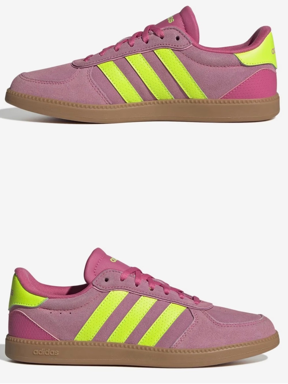Adidas Women’s Breakneck Sleek Sneakers in Magenta and Lucid Lemon - Picture 3 of 9